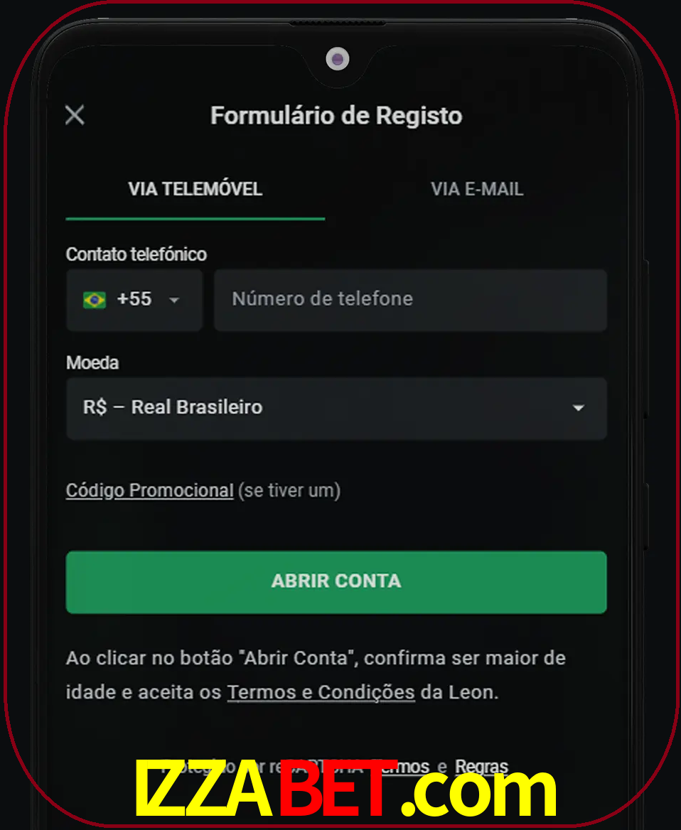 Abra o aplicativo e inicie o processo de registro.